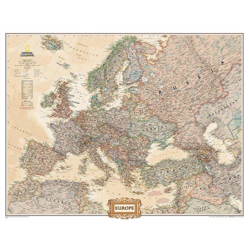 National Geographic Kontinentkarta Europa 3 delar, jättestorlek
