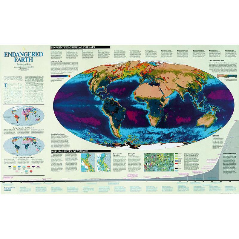 National Geographic Världskarta Hotad jord