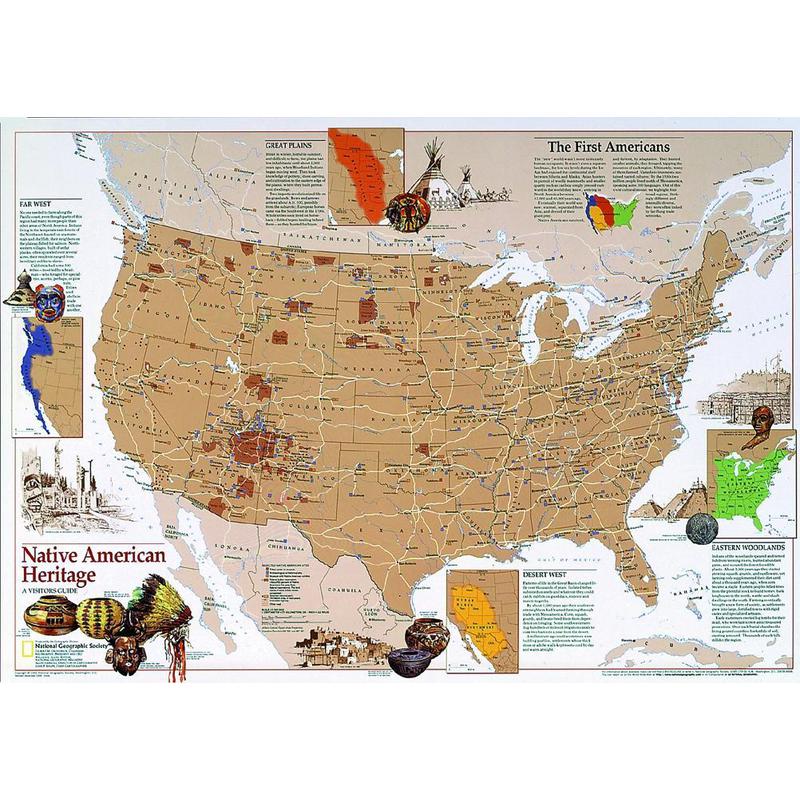 National Geographic Karta Amerikanska ursprungsbefolkningar