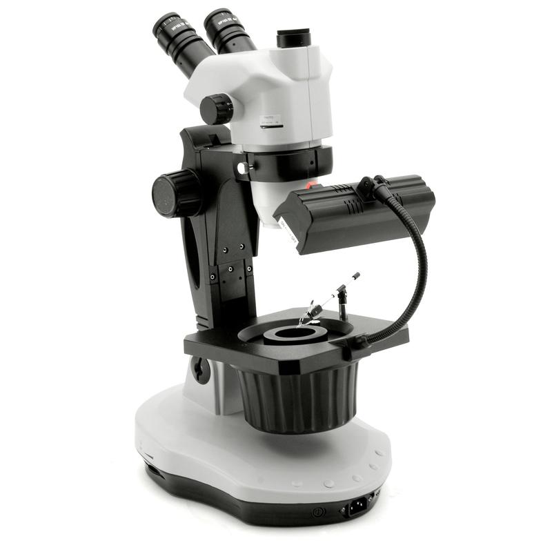 Optika Zoom-stereomikroskop OPTIGEM-4, trinokulärt gemologiskt mikroskop, vinklingsbart stativ