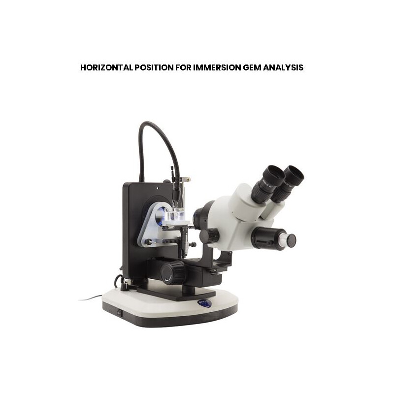 Optika Zoom-stereomikroskop OPTIGEM-4, trinokulärt gemologiskt mikroskop, vinklingsbart stativ