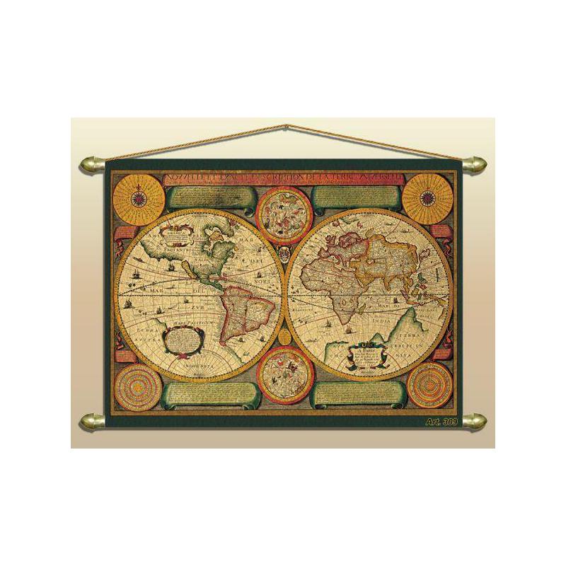 Zoffoli Världskarta Antik karta (reproduktion) nr 309/2