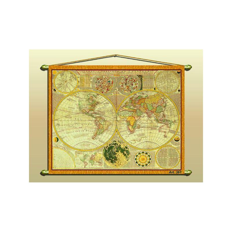 Zoffoli Världskarta Antik karta (reproduktion) Nr 361/2