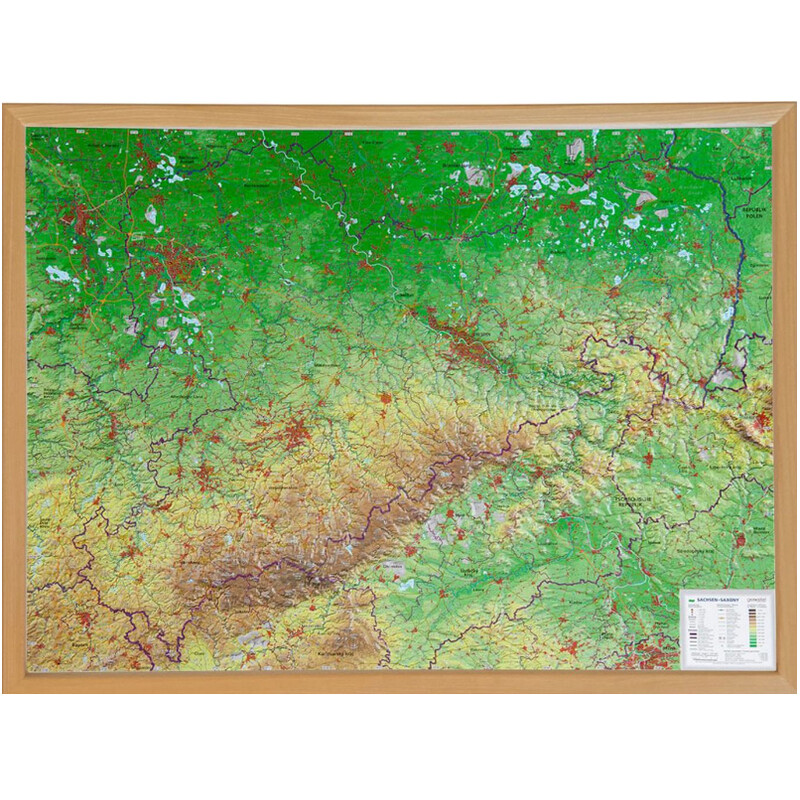Georelief Regionkarta Sachsen