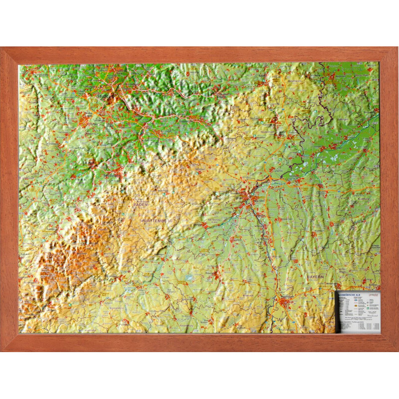 Georelief Regionkarta Schwäbische Alb