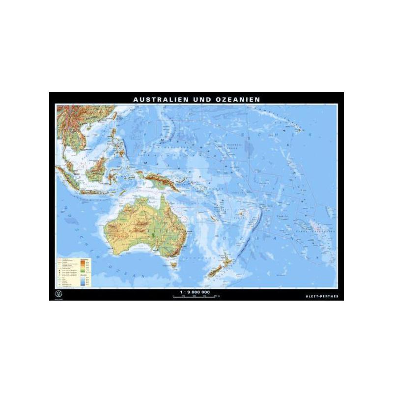 Klett-Perthes Verlag Kontinent-Karte Australien und Ozeanien physisch / politisch (P) 2-seitig