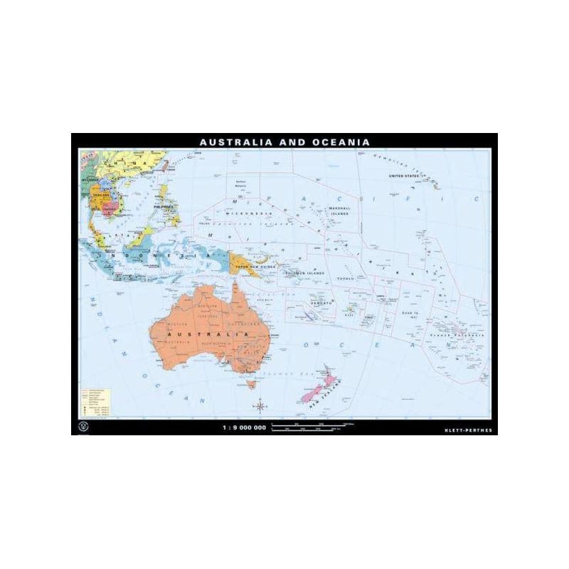 Klett-Perthes Verlag Kontinent-Karte Australien und Ozeanien physisch / politisch (P) 2-seitig