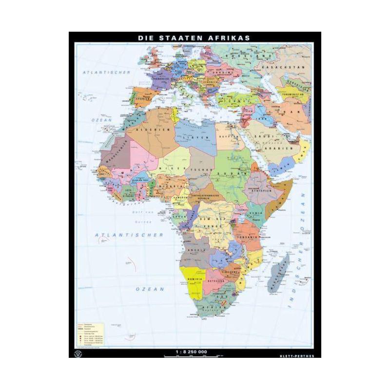 Klett-Perthes Verlag Kontinentkarta Afrika fysisk och politisk (ABW) 2-sidig