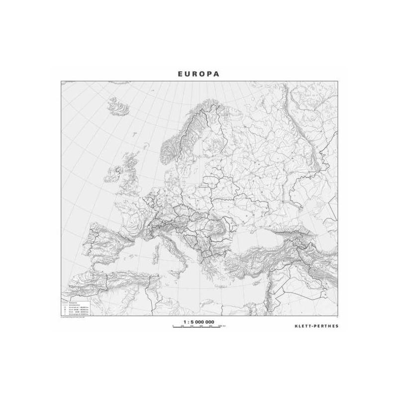 Klett-Perthes Verlag Kontinentkarta Europa politiskt / stumt (ABW) 2-sidig