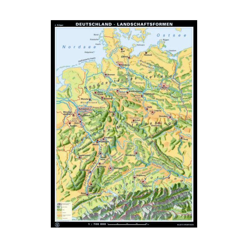 Klett-Perthes Verlag Karta Tyskland Reliefbilder / Landskapsbilder (ABW) 2-sidig