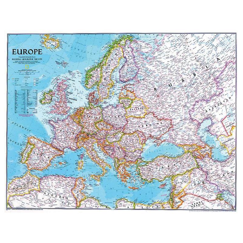 National Geographic Kontinentkarta Europa politiskt