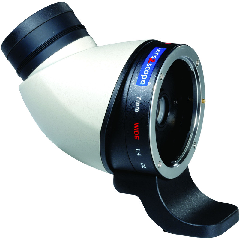 Lens2scope Okulartillsats 7 mm bred, lämplig för Canon EOS, vit, vinklad vy