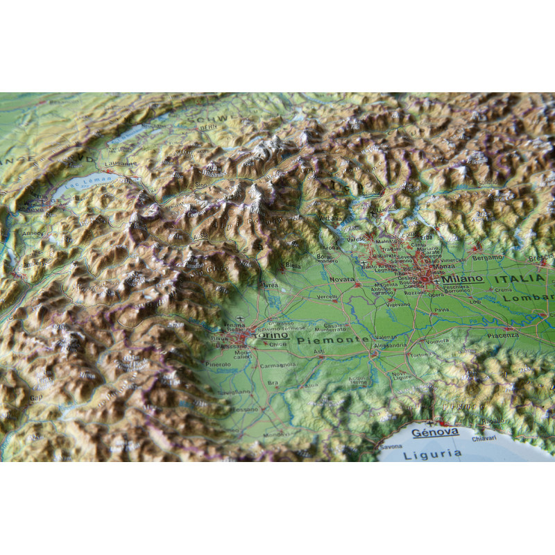 Georelief Regionkarta 3D-reliefkarta Alpbågen (39x29)
