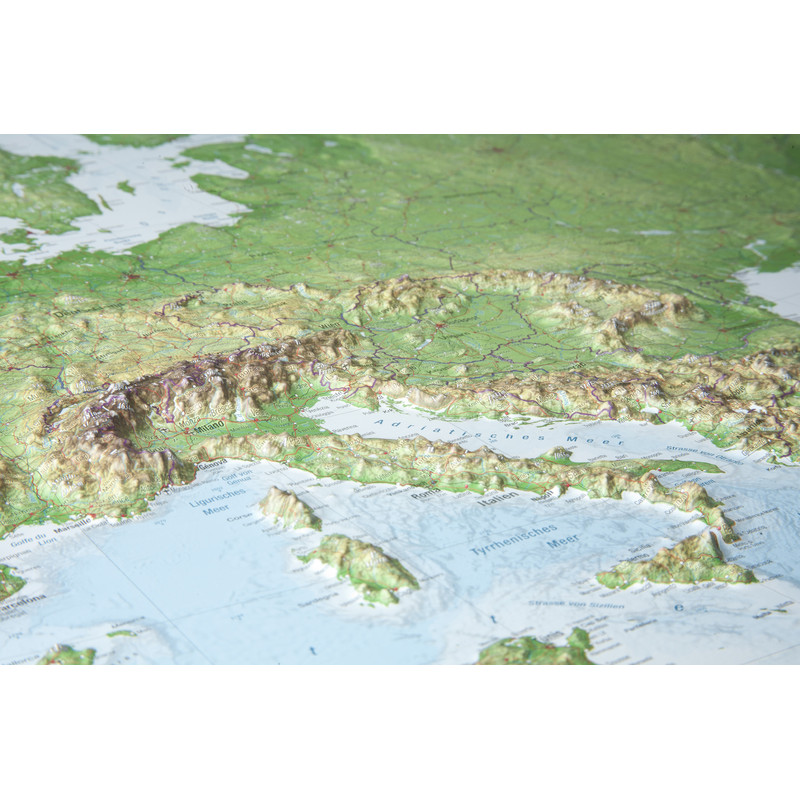 Georelief Kontinentkarta Europa (78x58) 3D reliefkarta med träram