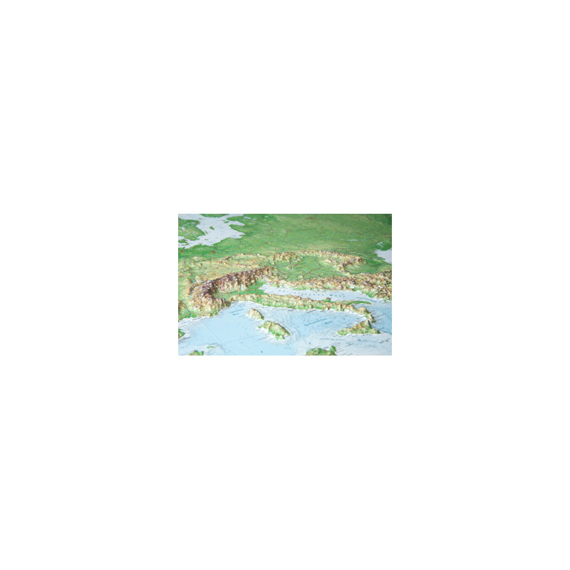 Georelief Kontinentkarta Europa (77x57) 3D reliefkarta med ram