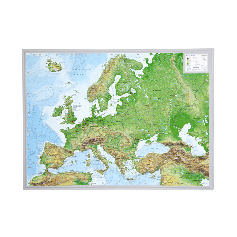 Georelief Kontinentkarta Europa (39x29) 3D reliefkarta