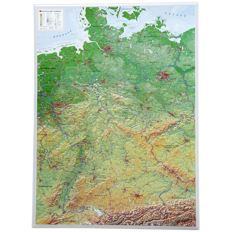Georelief Tyskland (77x57) 3D reliefkarta