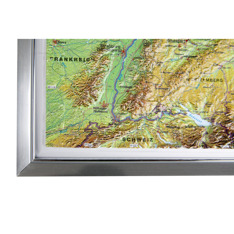 Georelief Tyskland (77x57) 3D reliefkarta med ram