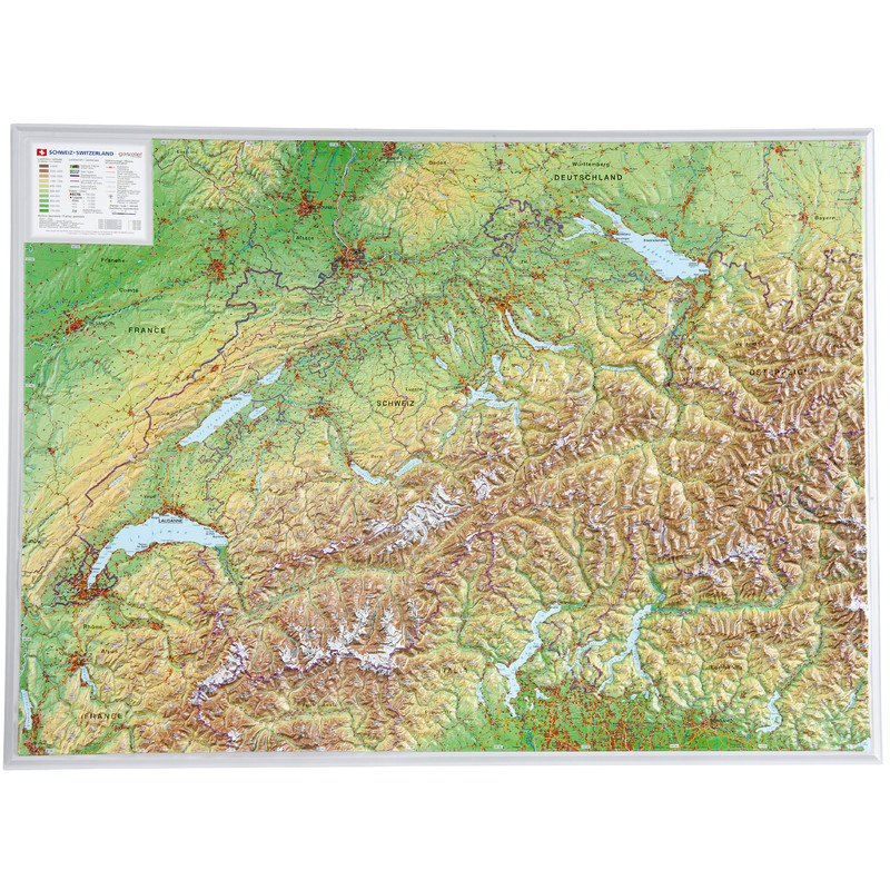 Georelief Schweiz (77x57) 3D-reliefkarta