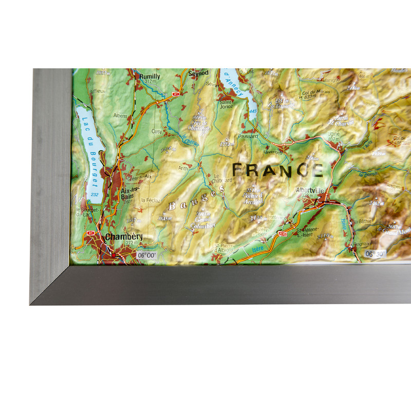 Georelief Schweizer (77x57) 3D reliefkarta med ram i aluminium