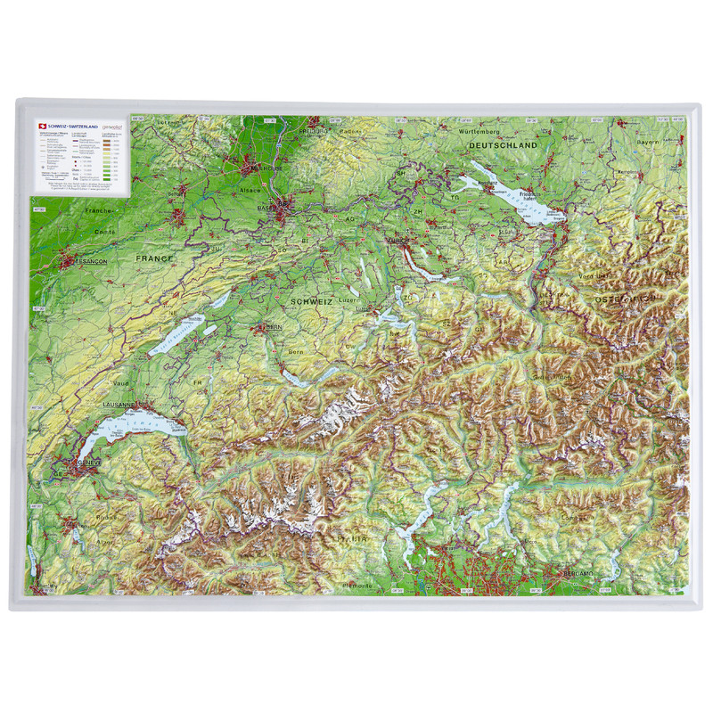 Georelief Schweiz (39x29) 3D reliefkarta