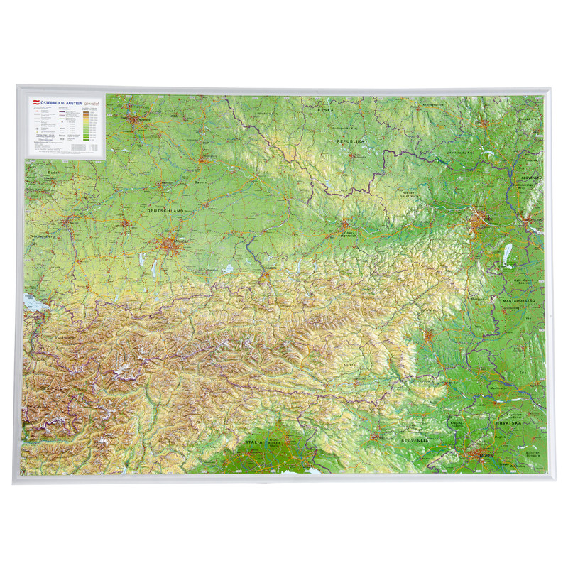 Georelief Österrike (77x57) 3D-reliefkarta