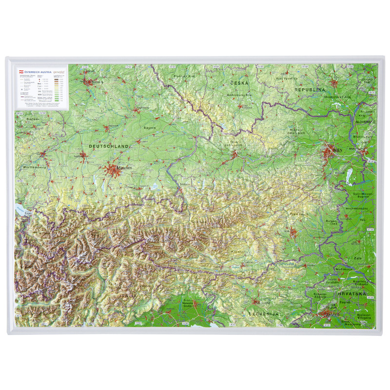 Georelief Österrike liten, 3D reliefkarta