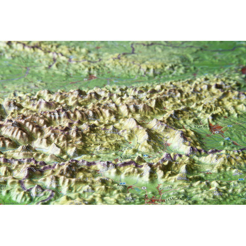 Georelief Österrike liten, 3D reliefkarta