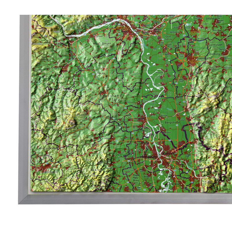 Georelief Regionkarta Hessen 3D-reliefkarta (57 x 77 cm)