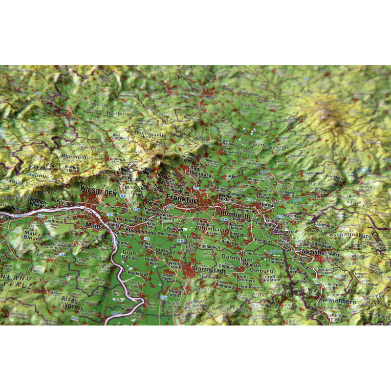 Georelief Regionkarta Hessen liten, 3D-reliefkarta
