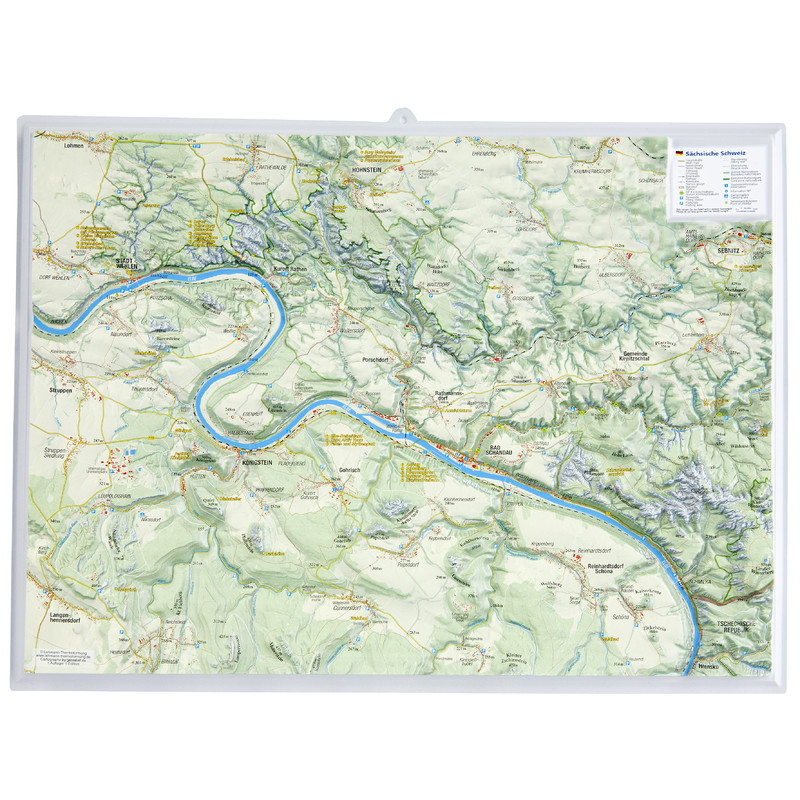 Georelief Regionkarta Sächsische Schweiz liten, 3D reliefkarta