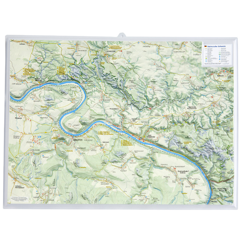 Georelief Regionkarta Saxon Schweiz liten, 3D reliefkarta