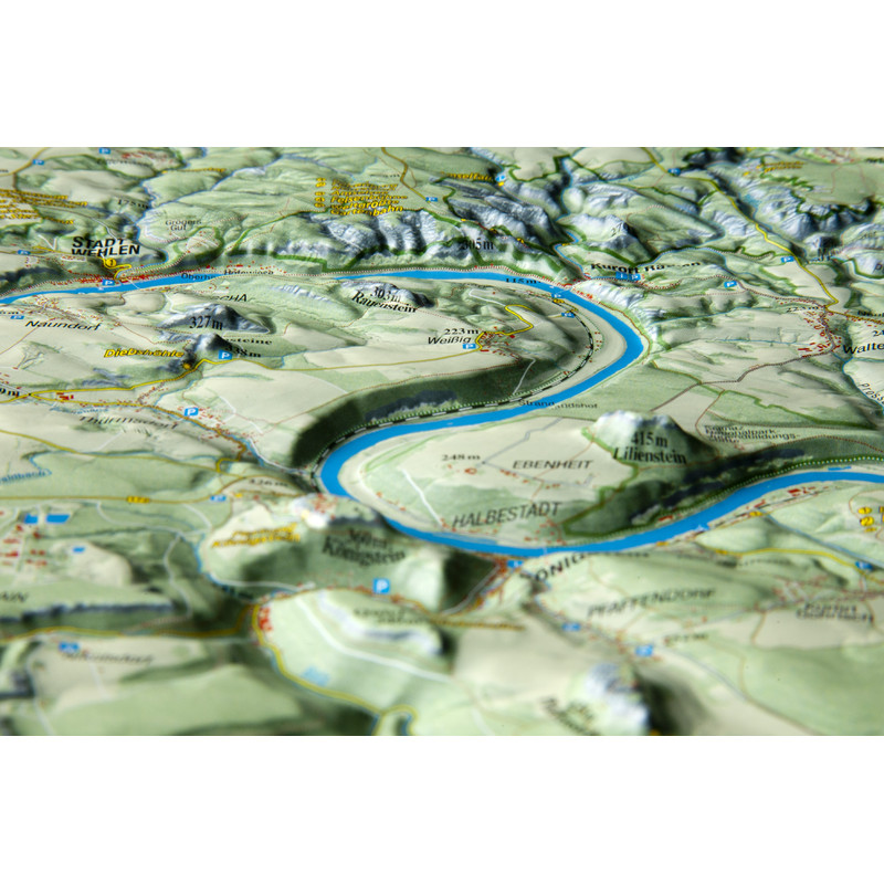Georelief Regionkarta Saxon Schweiz liten, 3D reliefkarta