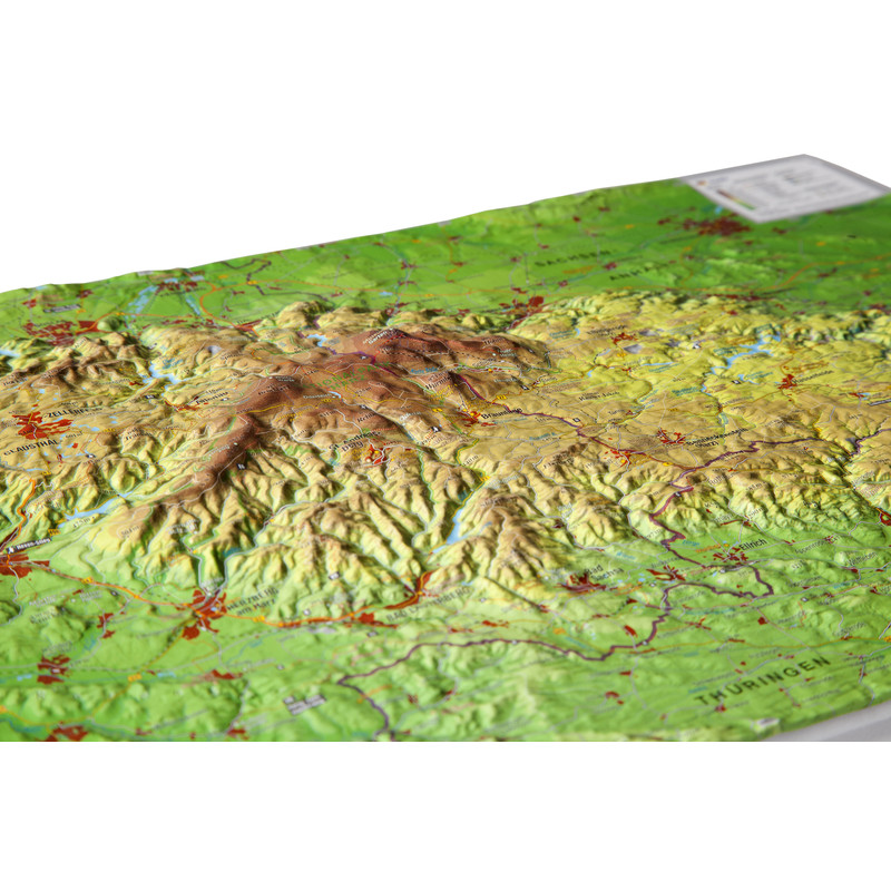 Georelief Regionkarta Harz liten, 3D reliefkarta