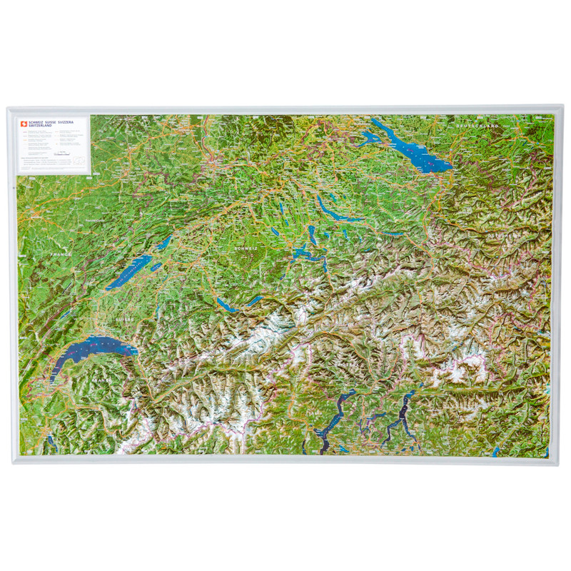 Georelief Karta Schweiz med flygfoto