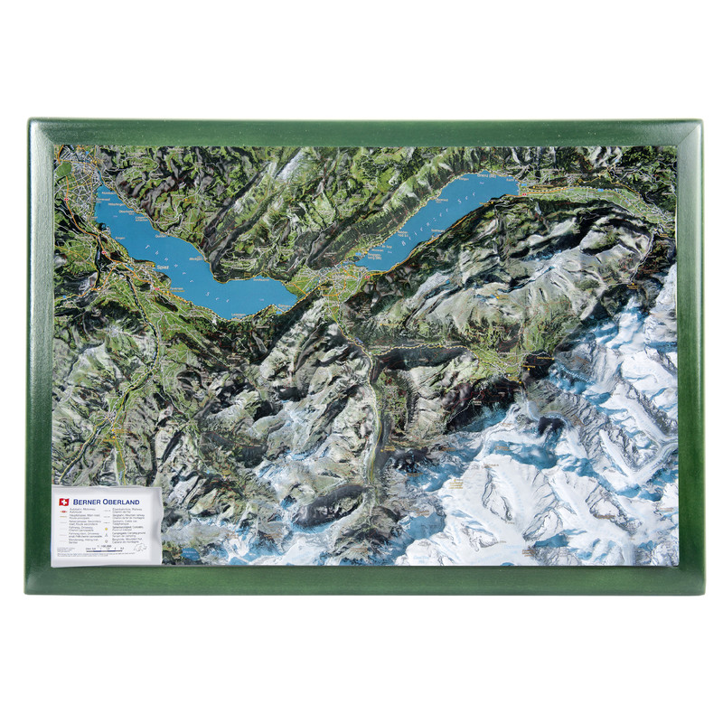 Georelief Regionkarta Berner Oberland med träram
