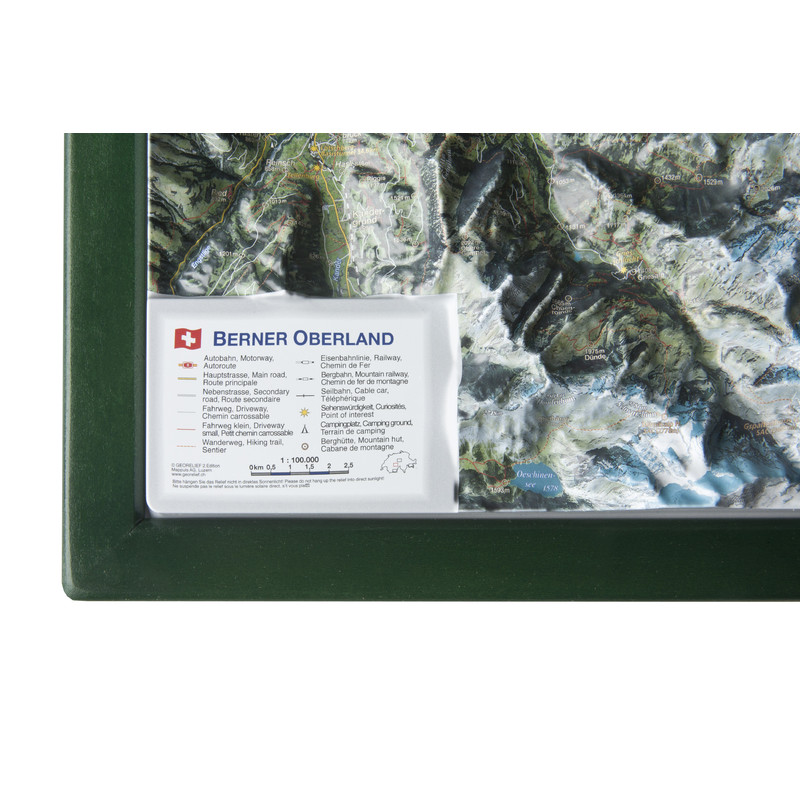 Georelief Regionkarta Bernese Oberland med träram
