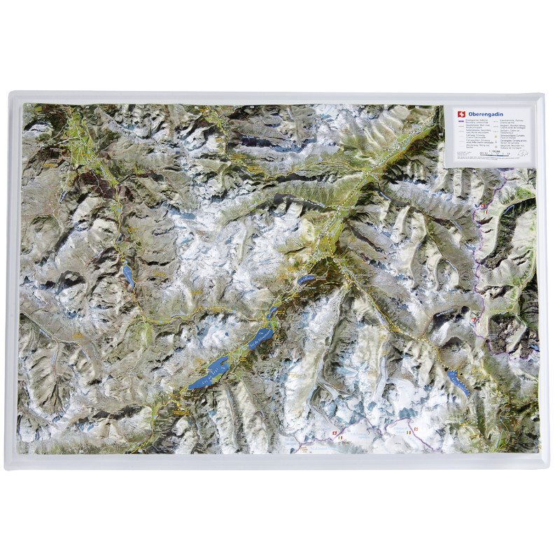 Georelief Regionkarta Oberengadin