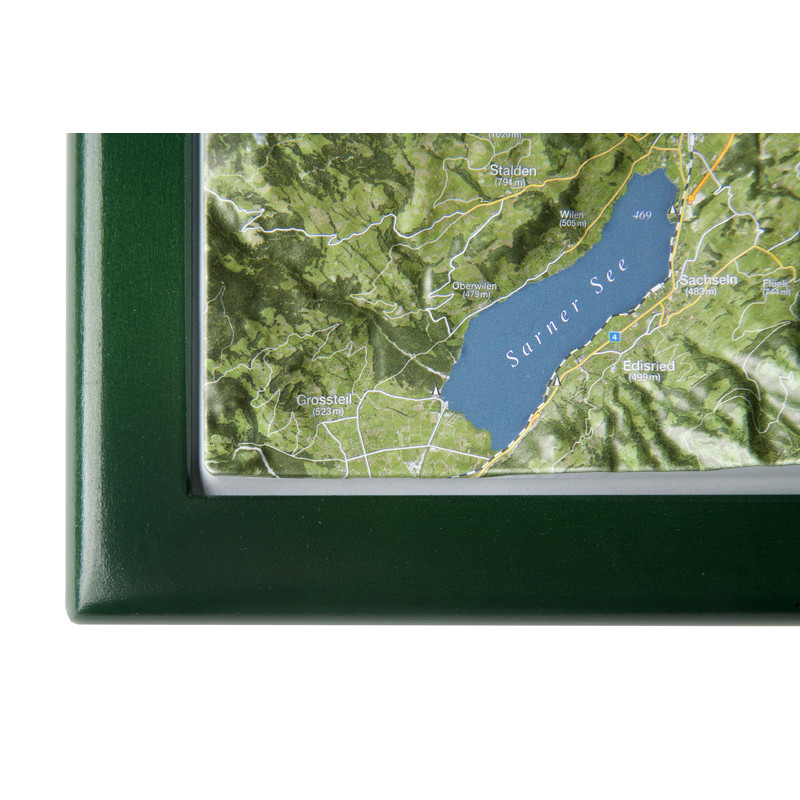 Georelief Regionkarta Lucernesjön med träram