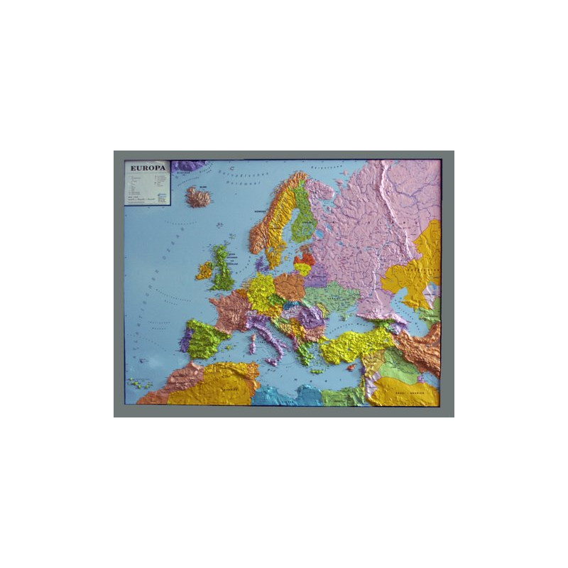 geo-institut Kontinentkarta Reliefkarta Europa Silverlinje politisk