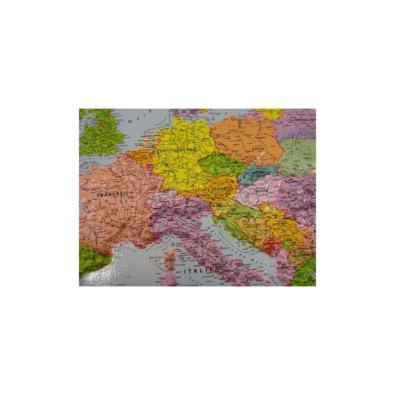 geo-institut Kontinentkarta Reliefkarta Europa Silverlinje politisk