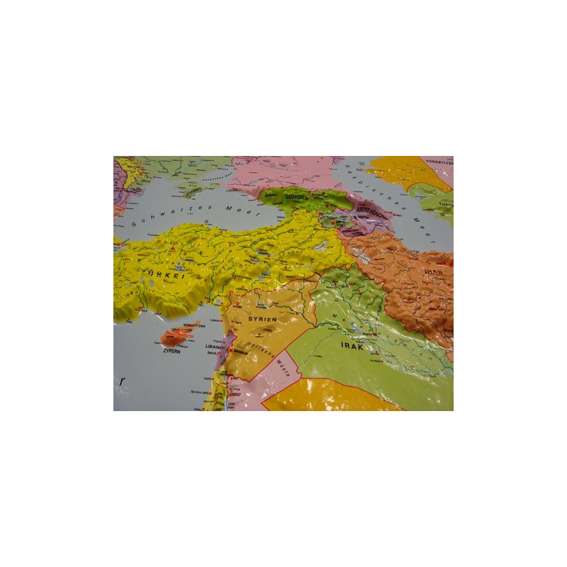 geo-institut ets världskarta Reliefkarta Världen Silverlinje politisk