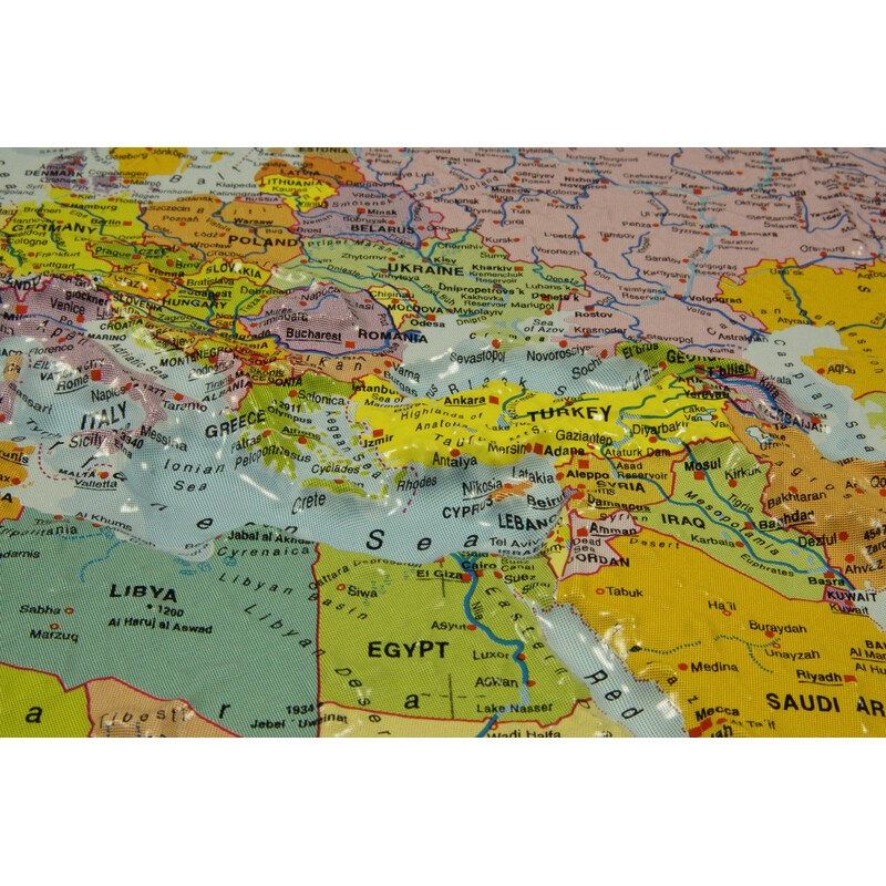 geo-institut Världskarta ets reliefkarta över världen Silverlinje politisk Engelska