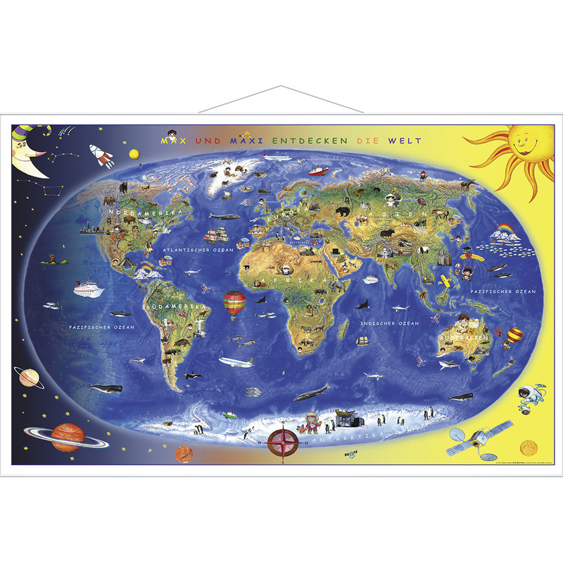 Stiefel Barnkarta Max und Maxi entdecken die Welt (92 x 59 cm)