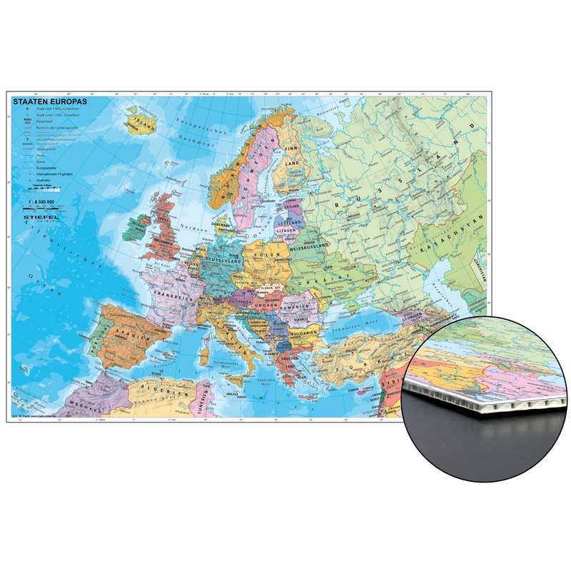 Stiefel Kontinentkarta Europeiska länder att fästa på bikakebräda