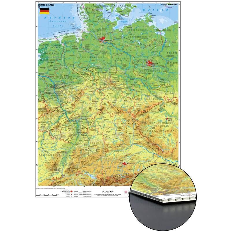 Stiefel Karta Tyskland fysiskt för att fästa på bikakeskiva