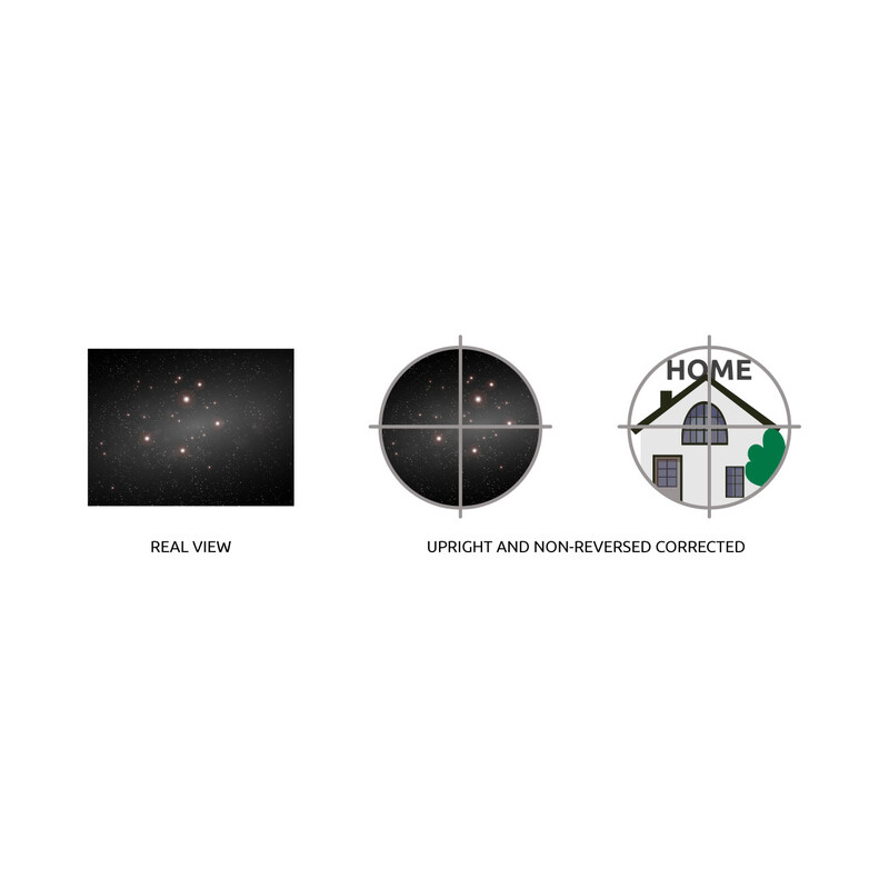 Omegon 6x30 Sökare, svart med upprätt och lateralt korrekt bild