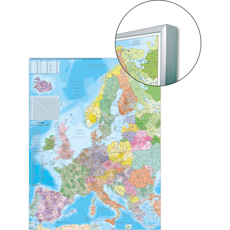 Stiefel Kontinentkarta Karta över postnummer i Europa på platta för nål- och magnetfäste