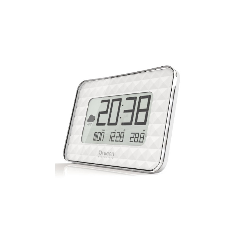Oregon Scientific Väderstation GLAZE JUMBO radiostyrd väggklocka JW 208 Vit