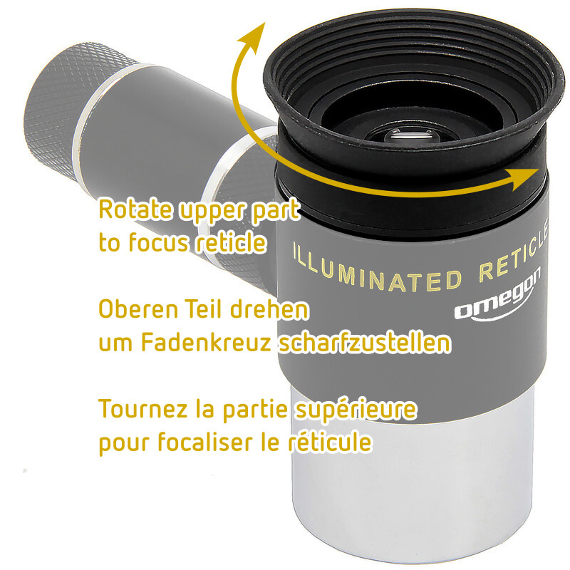Omegon Hårkorsokular Illuminated crosshair eyepiece, Kellner 12mm